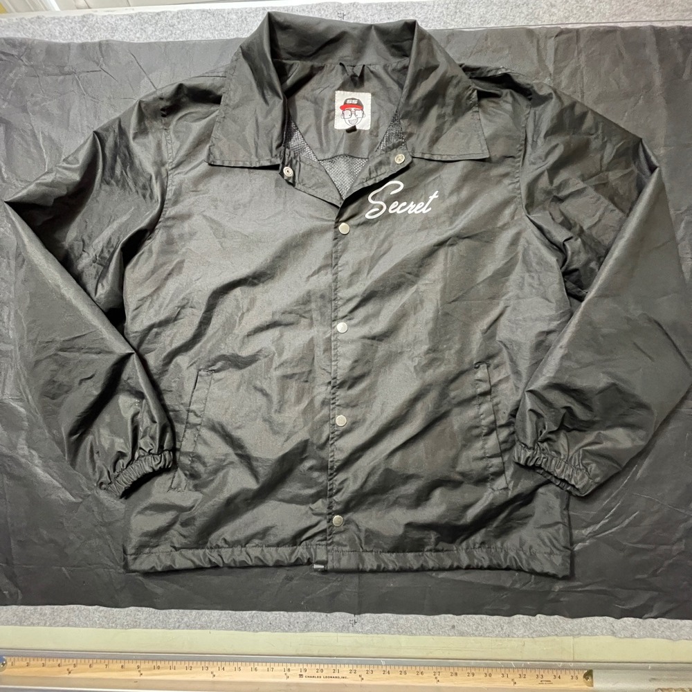 Secret Scientist SS Coaches Jacket Black XL‎ Snap Button Graphic Streetwear Y2K